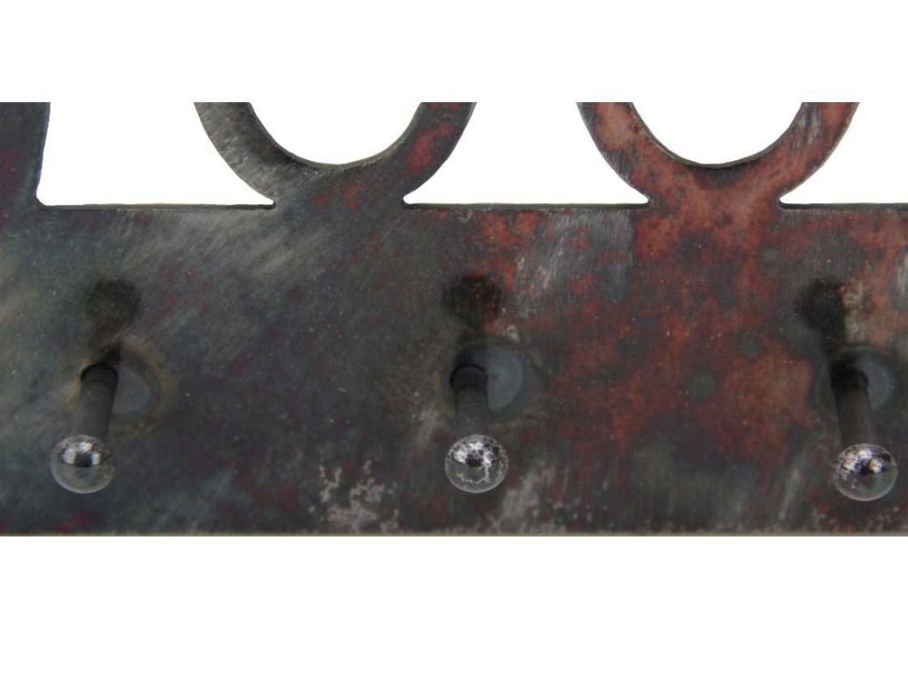 Rivets welded onto metal work well for key holders or leash hangers.
