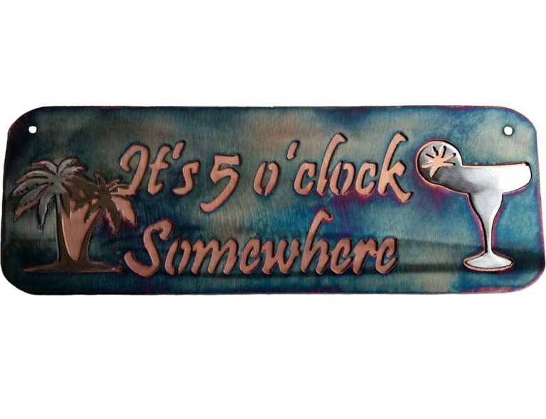 Smw0322 Metal Decor Drinking 5 Oclock Somewhere Sign 2 Sunriver