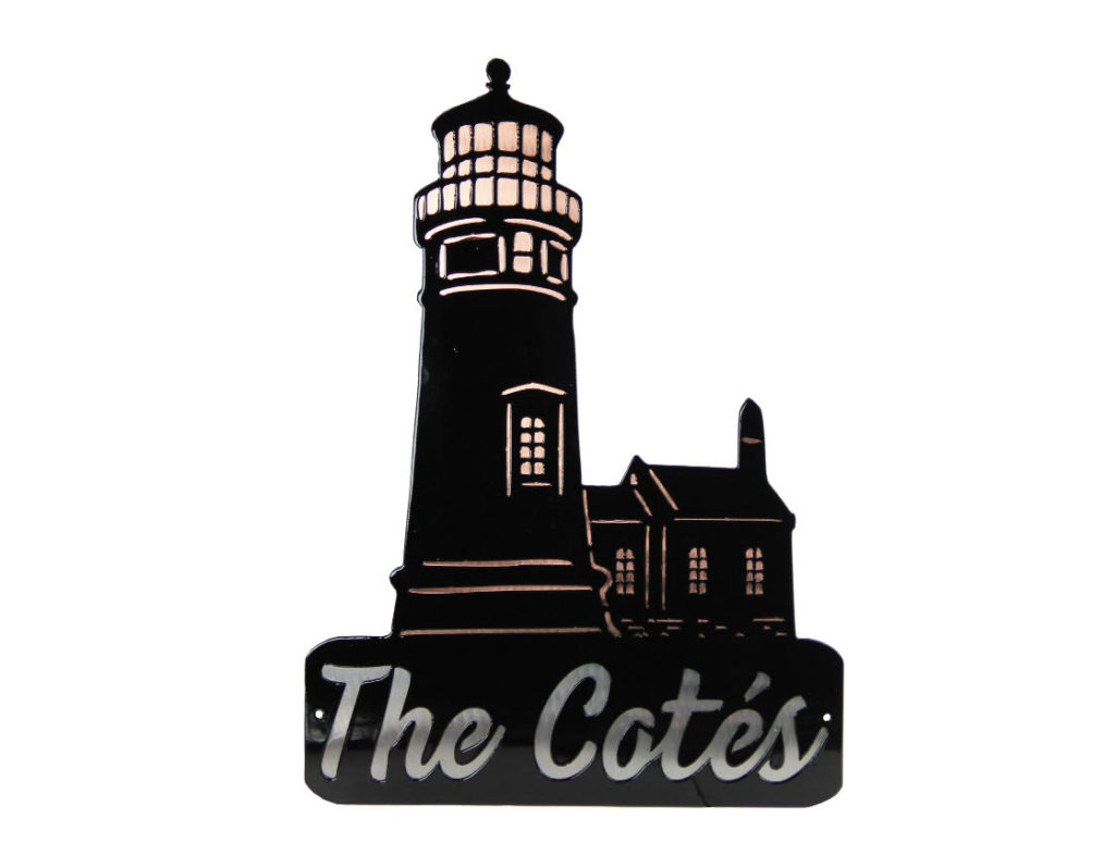 Custom Metal Lighthouse Sign - The perfect wedding gift!